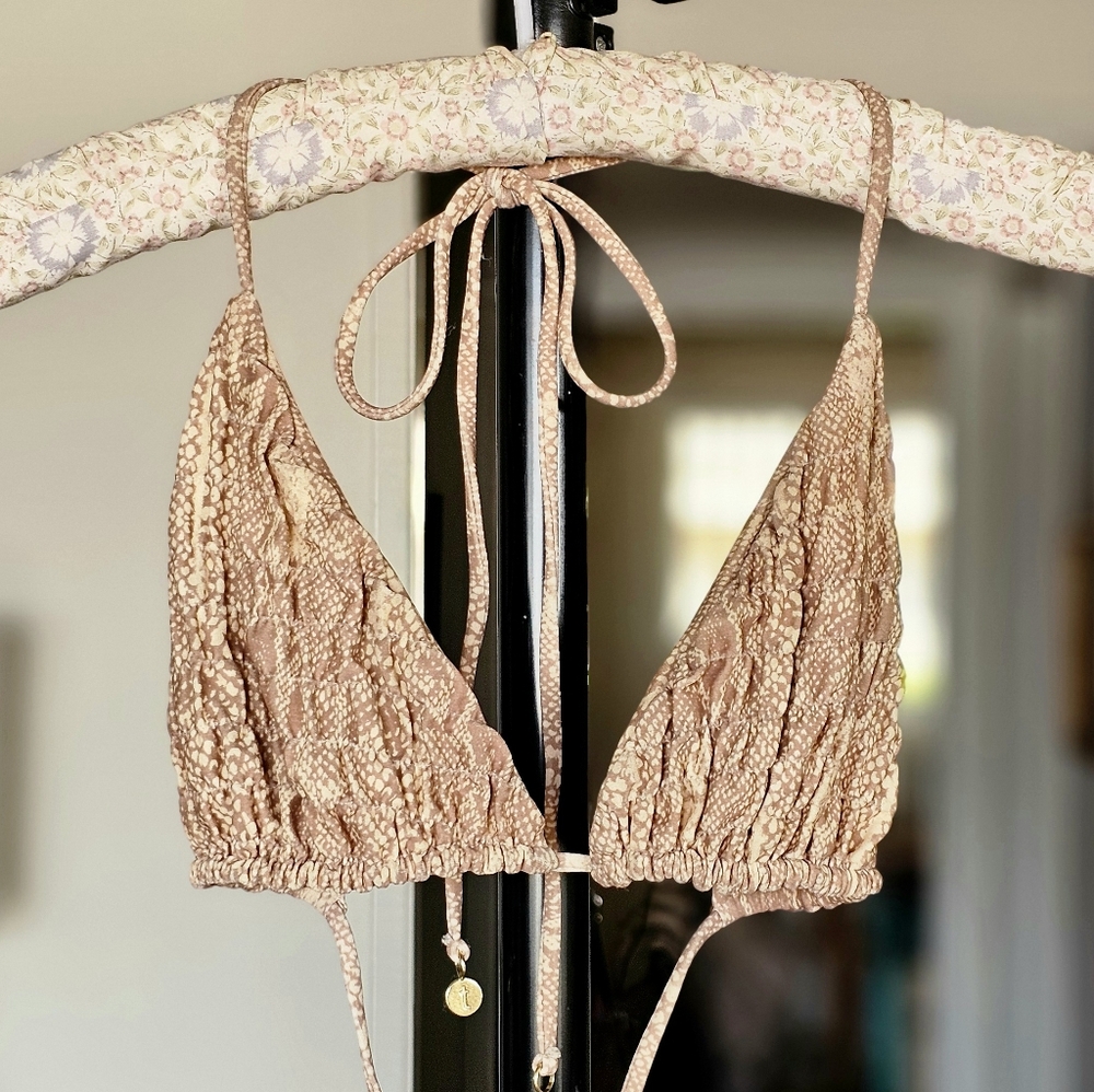 Tori Praver Snakeskin Textured Bikini Top